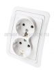 Розетка двухместная скрытая проводка Валери 16 А с заземлением белая (В0128) (КНР) 
