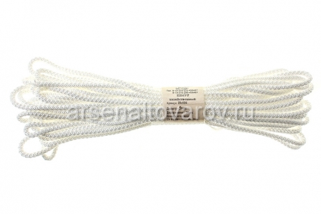 шнур хозяйственный диаметр 5 мм длина 20 м (08с004) белый (Беларусь)