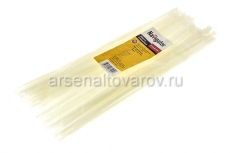 хомуты пластиковые 4,8*300 мм белые (уп из 100 шт) Навигатор NCT-048-300-100/WH (0517) 71051