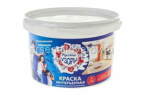 краска водно-дисперсионная интерьерная Русские узоры 3 кг белоснежная (Россия)