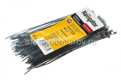 хомуты пластиковые 2,5*150 мм черные (уп из 100 шт) Навигатор NCT-025-150-100/BL (3334)