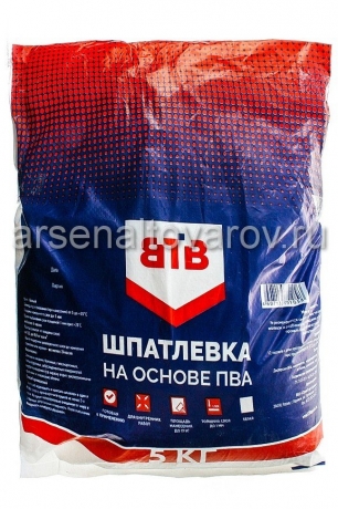 шпатлевка на основе ПВА ВТВ 5 кг (пакет) для внутренних работ