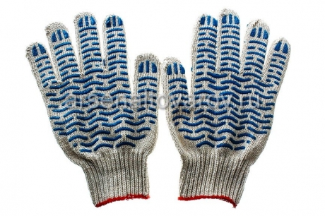 перчатки рабочие х/б с ПВХ 7,5 класс Волна Люкс (красный манжет) (Россия)