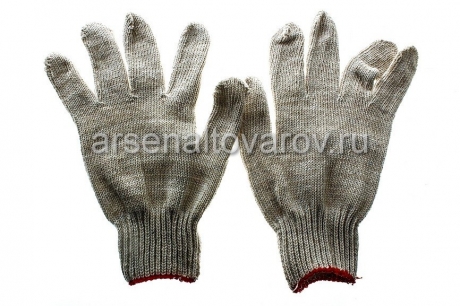 перчатки рабочие х/б без ПВХ 7,5 класс Люкс (красный манжет) (Россия)