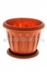 Кашпо для цветов пластиковое  0,4 л 10,6*0,82 см с поддоном коричневое Фелиция (С101Т) (Мартика) 