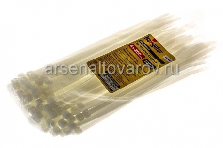 хомуты пластиковые 4,8*200 мм белые (уп из 100 шт) Навигатор NCT-048-200-100/WH (0494) 71049