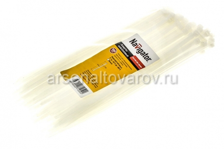 хомуты пластиковые 4,8*250 мм белые (уп из 100 шт) Навигатор NCT-048-250-100/WH (0500) 71050