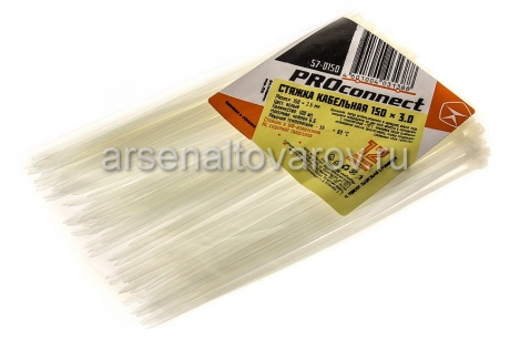 хомуты пластиковые 2,5*150 мм белые (уп из 100 шт) Проконнект (821428) 57-0150 (1388)