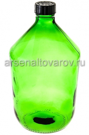 бутыль стеклянная 10 л с крышкой Казак зеленая (Россия)
