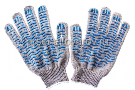 перчатки рабочие х/б с ПВХ 10 класс Волна Оптима Березка (белый манжет) (Россия)