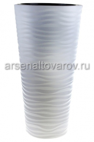 кашпо напольное пластиковое 10/43 л 35*68,5 см со вставкой белое Оазис (М8078) (Башкирия)