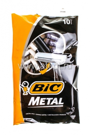 станок для бритья мужской Бик 1 лезвие с защитным металлическим покрытием (уп из 10 шт) (Греция)