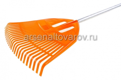 грабли веерные 23 зуба 50*42 см пластиковые с алюминиевым черенком оранжевые Гардения (010820-2) (Павлово)