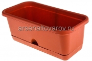 Ящик балконный пластиковый с поддоном 40 см (М 3220) коричневый (Идея)