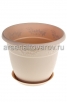 Кашпо для цветов пластиковое  5 л 25*19,5 см с поддоном латте Рябина (М 3056) (Идея) 