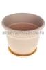 Кашпо для цветов пластиковое  0,8 л 13*10,5 см с поддоном латте Рябина (М 3052) (Идея) 