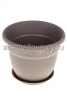 Кашпо для цветов пластиковое  0,8 л 13*10,5 см с поддоном французский серый Рябина (М 3052) (Идея) 