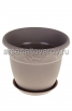 Кашпо для цветов пластиковое  1,4 л 16*12,5 см с поддоном французский серый Рябина (М 3053) (Идея) 