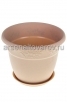 Кашпо для цветов пластиковое  1,4 л 16*12,5 см с поддоном латте Рябина (М 3053) (Идея) 