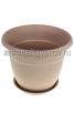 Кашпо для цветов пластиковое 14,7 л 35*27,5 см с поддоном латте Рябина (М 3059) (Идея) 