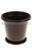 Кашпо для цветов пластиковое  2 л 17*16 см с поддоном коричневое Эконом (М6601) (Башкирия) 