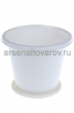 Кашпо для цветов пластиковое  3 л 21,5*17,5 см с поддоном белое Эконом (М7255) (Башкирия) 