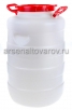 Бочка пластиковая  50 л для пищевых диаметр горла 195 мм круглая с навесными ручками Дачная белая (Ижевск) 
