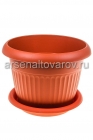 кашпо для цветов пластиковое 16 л 37*28 см с поддоном коричневое Ливия (М 3026) (Идея)