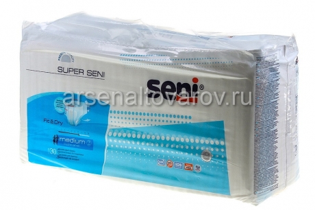 памперсы-трусы для взрослых Сени Актив Нормал медиум №2 обхват талии 80-110 см (уп из 30 шт) (Польша)