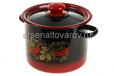 кастрюля эмалированная 3,5 л (С1612.38) красно-черная (Сибирские товары)