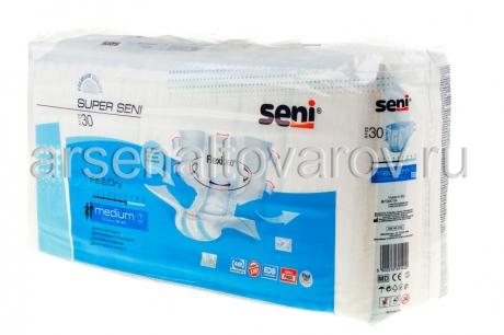памперсы для взрослых Супер Сени медиум №2 обхват талии 75-110 см (уп из 30 шт) (Польша)
