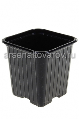 горшок для рассады пластиковый 8*8*7 см 280 мл квадратный мягкий черный (АК)