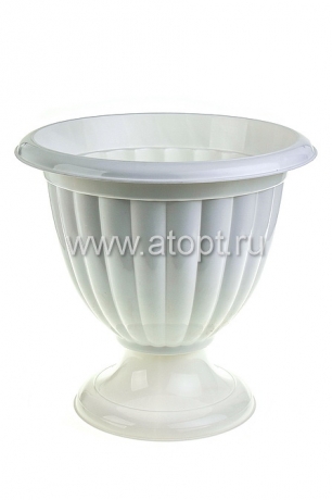вазон для цветов пластиковый 9 л 34*38 см белый Жасмин низкий (М1395) (Башкирия)
