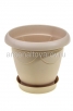 Кашпо для цветов пластиковое  2 л 18,5*16 см с поддоном песочное Верона (07012) (Ар-Пласт) 