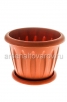 Кашпо для цветов пластиковое  1,8 л 18*14 см с поддоном коричневое Фелиция (С103Т) (Мартика) 