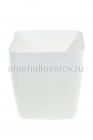 кашпо для цветов пластиковое 3 л 17*17 см с поддоном белое Крокус (07057) (Ар-Пласт)