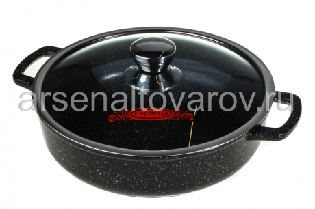 сковорода-жаровня алюминиевая литая с антипригарным покрытием 26 см стеклянная крышка Гранит (ж2611аг)