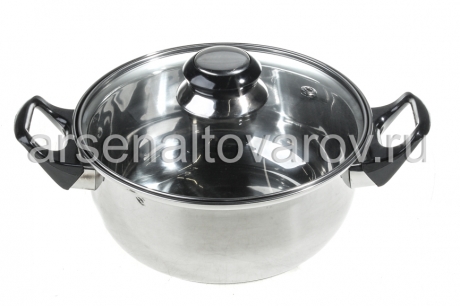 кастрюля нержавеющая 2 л стеклянная крышка BAK-S-02 (985887) (КНР)