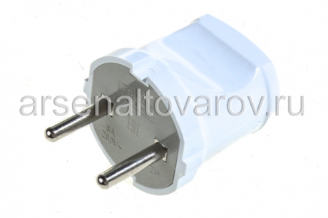 вилка электрическая прямая 6 А без заземления белая Токов Электрик (КНР) (TKL-PL-C01) (1745035) 7902