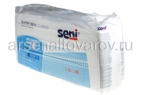 памперсы для взрослых Супер Сени Классик ладж №3 обхват талии 100-150 см (уп из 30 шт) (Польша)