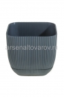 кашпо для цветов пластиковое 0,27 л 8*7 см с поддоном серое Агава (А261) (Ар-Пласт)