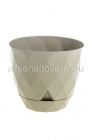кашпо для цветов пластиковое 0,3 л 18*11 см с поддоном кофе Ромбики (А266) (Ар-Пласт)