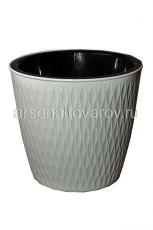 кашпо для цветов пластиковое 14,2 л 31*28 см со вставкой белое Керама (600) (Эльфпласт)