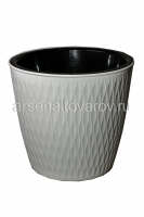 Кашпо для цветов пластиковое 14,2 л 31*28 см со вставкой белое Керама (600) (Эльфпласт)