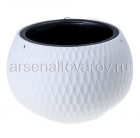 кашпо для цветов пластиковое 4/9,7 л 29*19,5 см со вставкой белое Жемчужина (М8722) (Башкирия)