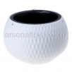 Кашпо для цветов пластиковое  4/9,7 л 29*19,5 см со вставкой белое Жемчужина (М8722) (Башкирия) 