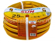 Шланг для полива ПВХ трехслойный армированный диаметр 19 мм (3/4") бухта 25 м Сан желтый (AD121925)