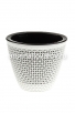 Кашпо для цветов пластиковое  1,6 л 16*13,5 см белое/черное Ротанг (КШ-6474) (BMC) 