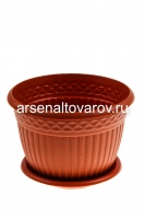 Кашпо для цветов пластиковое 15 л 35,5*24,5 см с поддоном терракотовое Византия (КШ-1178) (ВМС)