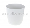 Кашпо для цветов пластиковое  1,8 л 15*15 см с поддоном белое Крокус (07059) (Ар-Пласт) 
